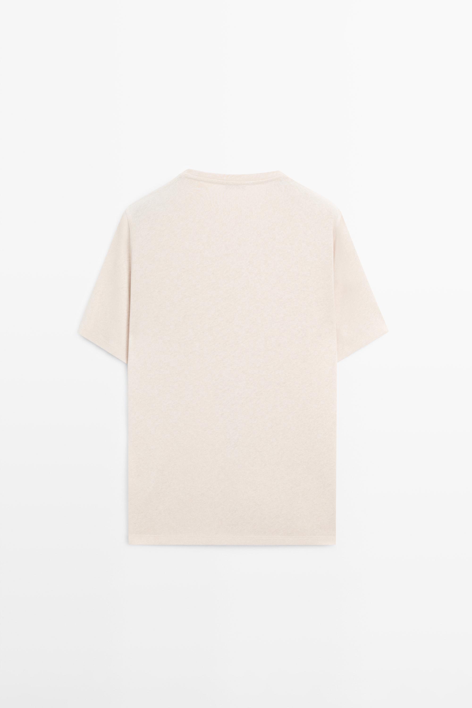 Short sleeve linen and cotton T-shirt